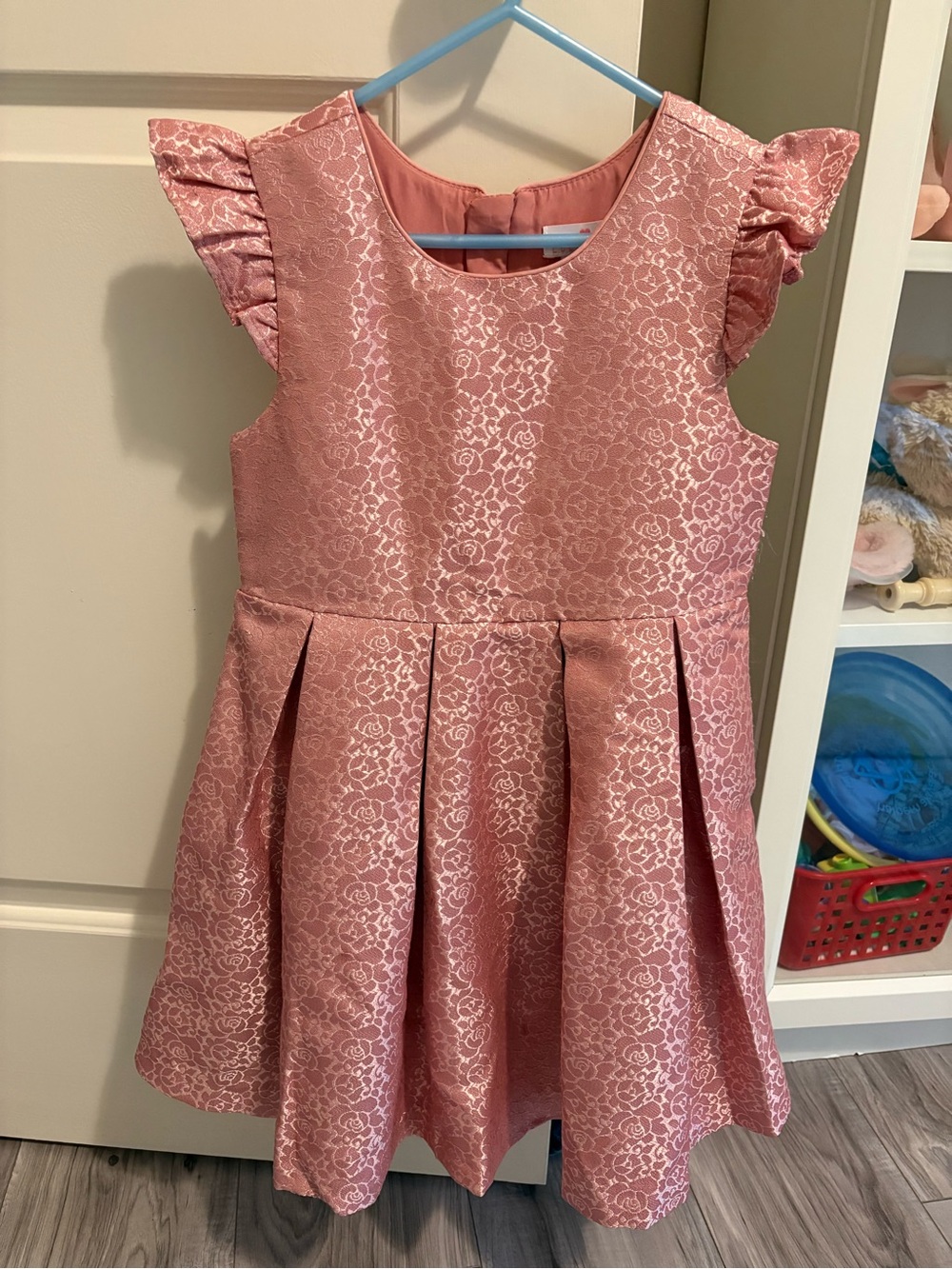 Girls Pink Floral Jacquard Party Dress